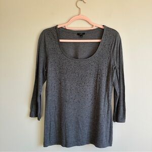 Talbots Gray Beaded 3/4 Sleeve Top S